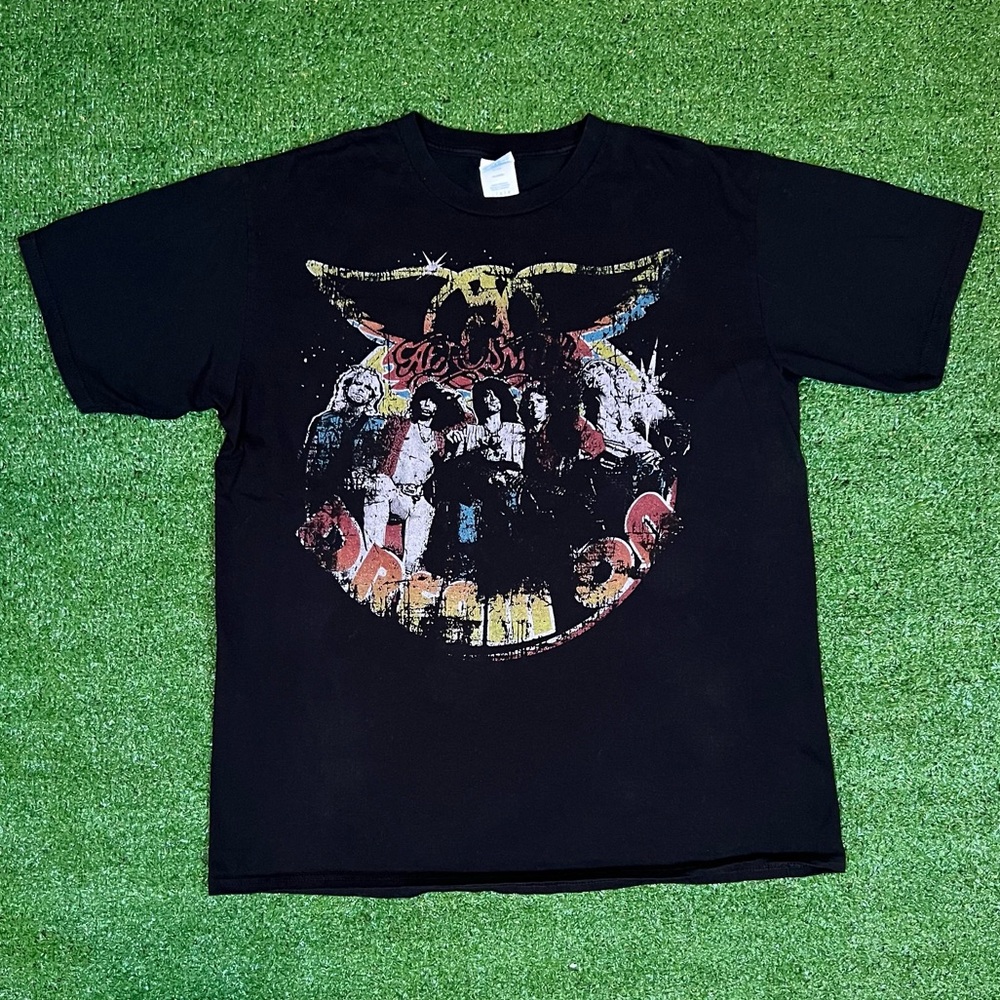 Aerosmith Dream On Band Tee Black L/g Distressed Graphic